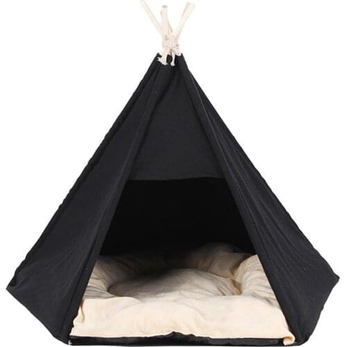 Pet Tent House Cat Bed Portable Teepee With Thick Cushion Available For Dog Puppy Excursion Outdoor Indoor