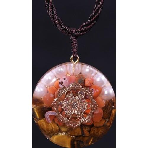 Lotus Orgonite Tiger Eye Pendant Emotional Harmony Glamour Jewelry Reiki Pearl Pendant For Jewelry Making For Women