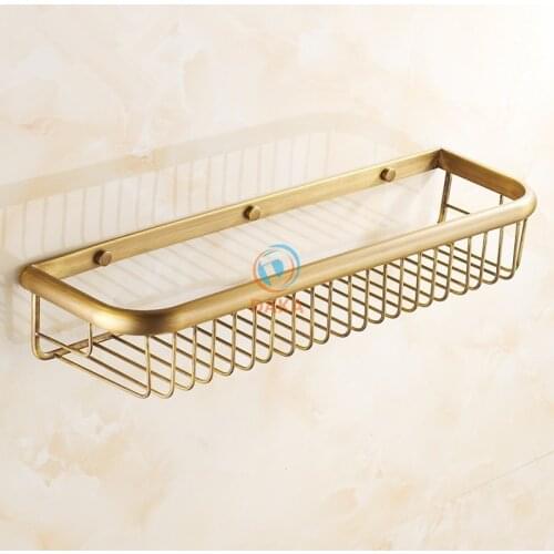 Bathroom Accessories,Antique Brass 45cm Shower Shampoo&Toilet Storage Shelf /Brass Material Wall Mounted Fashion Bathroom Basket