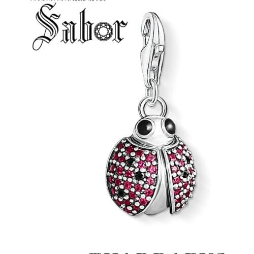 Pure silver plated Trendy Spring Brand New Ladybug Pendant Charm Cute Gift Fit Bracelet For Women Fashion Jewelry thomas