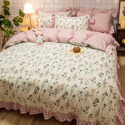 INS Style Bedding 4 Four-Piece Set High-Profile Figure Cartoon Girlish Dormitory Single Person Double Quilt Cover Bed Sheet
