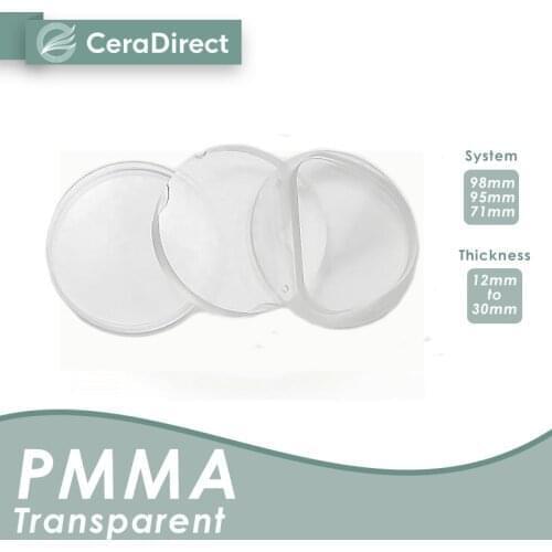 Ceradirect Transparent PMMA Block WIELAND(98MM)-12mm-30mm (5Pieces)——for dental lab CAD/CAM