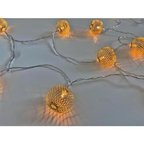 Hollowed metal Ball LED Light string Holiday Lights Hanging Decor Lamp Christmas Wedding Garden Party Decor