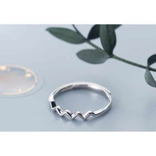 925 Sterling Silver Wave Wavy Pinkie Knuckle Midi Adjustable Ring A3535