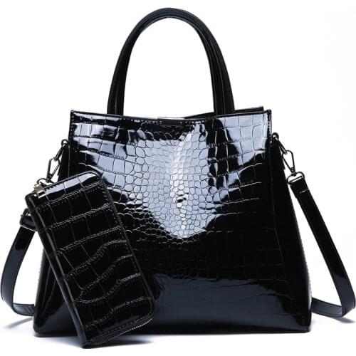 Luxury Purses And Handbags Alligator Pu Leather Bag Women Handbags 2 Set Large Capacity Shoulder Bag Female Tote Bags+Wallet