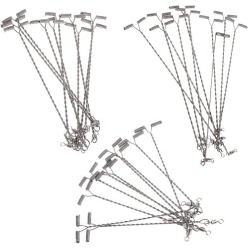 10Pcs Fishing Wire Arm With Swivel T Shaped Stainless Steel 9/12/15cm Rig Tackle U2JB