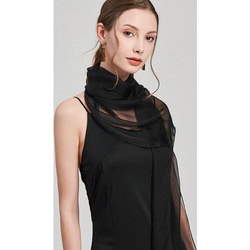 Women Luxury Pure Silk Scarf 100% Real Natural Silk Scarves Solid Shawls Wraps Pashmina Neckerchief Head Scarf for Lady Foulard