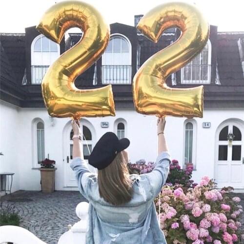 2pcs 16/22/40 inch Rose Gold Number Foil Helium Balloons Congratulate 18 30 60 Years Old Adult Birthday Party decoration Supplie