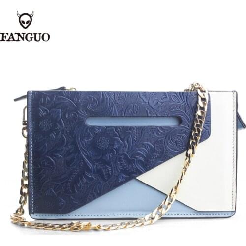 Cow Leather Crossbody Bags For Women Chain Shoulder Bag Square Contrast Colors Female Handbags Coin Card holder Hand Bag