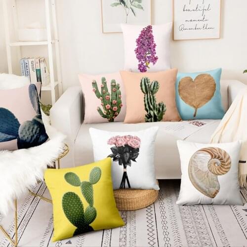 Fresh Green Plants printed thin linen pillowcase home pillow decoration Almofadas Decorativas Para Sofa throw pillow 45*45cm