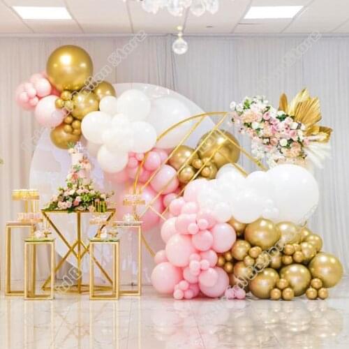 144pcs Maca Pink Gold Latex Balloon Arch Wedding Birthday Valentine Party Backdrop Holiday Dinner Table Decoration Event Garland