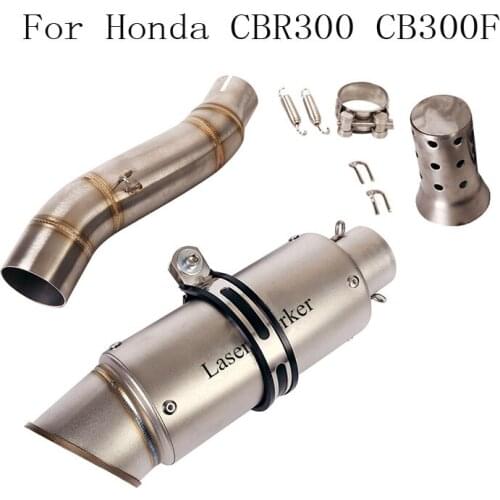 Motorcycle Slip on 51mm Exhaust Muffler Silencer Tip Mid Connection Link Pipe for Honda CBR300R CB300F Slip on System Pipe