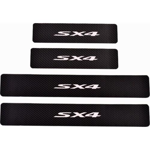 Car Door Sill Scuff Plate Protector Carbon Fiber Pu leather For Suzuki Sx4 Car Accessories