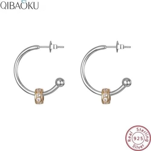 925 Silver Earrings New Cubic Zirconia Hoop Earrings for Women Gold Round Earrings Fashion Jewelry Wholesale