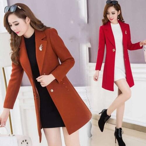 2020 New Autumn Winter Woolen Coat Female Long Large Size Thick Womens Woolen Jacket Slim Lady Outerwear Feminino Parkas 3XL