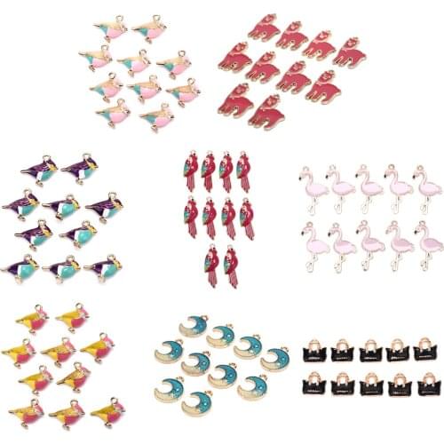 10PCS DIY Jewelry Accessories Color Enamel 3D Little Sparrow Colorful Bird Charm Fit Bracelets Women Beads & Jewelry Making