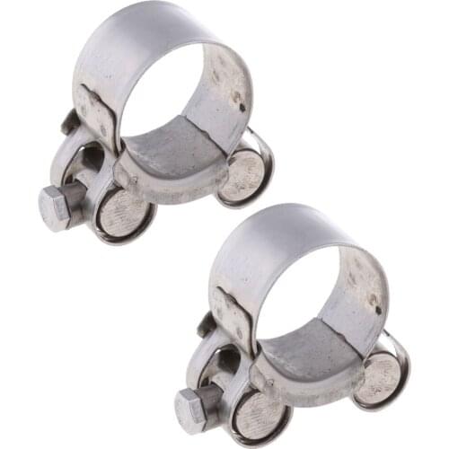 2Pcs Universal 26-28mm Motorcycle Stainless Steel Exhaust Pipe Clamp Clip