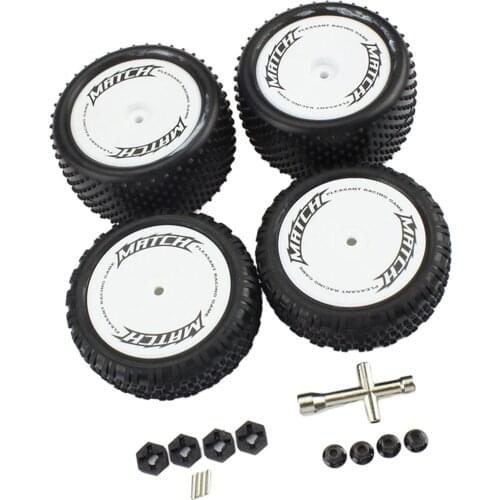 4pcs Front and Rear Wheel Tires and Wrench for WLtoys 104001 Vehicles Car Buggy Trucks Upgrade