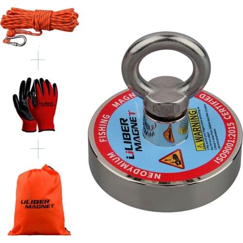 400lbs Strong Fishing Magnet Kit N52 Rare Earch 20M Rope Underwanter Metal Fishing Ring Neodymium Magnetic