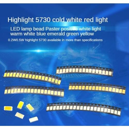 50 Pcs/Set Polouta 0.5W 5730 60mA 3.3-3.6V Highlight Light LED Patch SMD Lamp Beads White Red Purple Blue Electronic Omponents