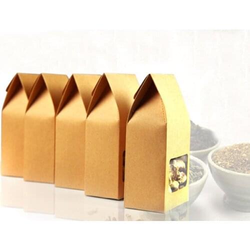 8*15.5*5cm 500pcs Quality packaging Kraft paper Stand Up bag Food Square window box Bags of nuts/Tea/Cake/Cookies/Coffee bags