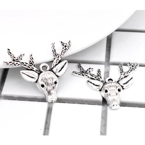 8pcs 35x31mm Antique Silver Plated Deer Head Charms Pendant For Making DIY Handmade Jewelry,Jewelry Accessories Wholesale