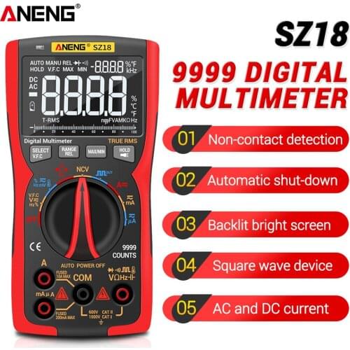SZ18 Digital Multimeter 9999 Count Professional True RMS Analog Tester Multimetro DIY Transistor Capacitor NCV Lcr Meter Testers
