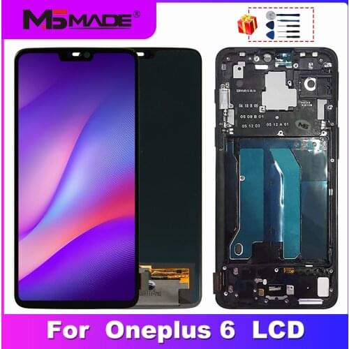 6.28" Super AMOLED For Oneplus 6 LCD Touch Screen Digitizer Display Replacement Assembly Parts With Frame For 1+ 6 Display