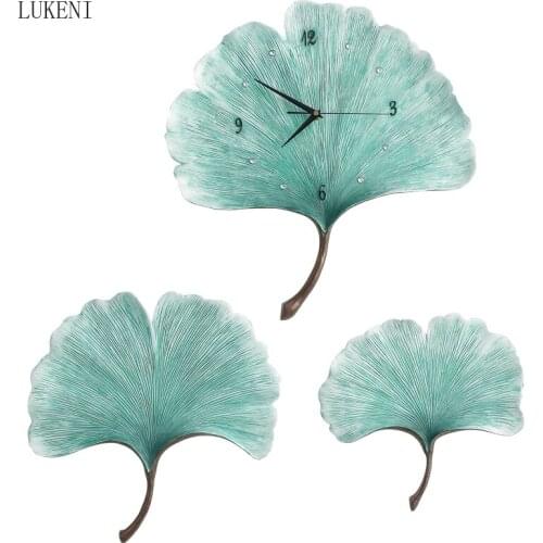 Ginkgo Biloba Living Room Clock Mute Wall Clock Nordic Fashion Household Creative Quartz Clock Decoration Crafts Wall Watch