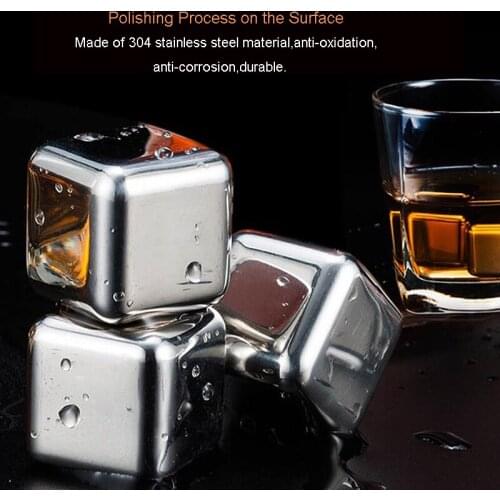 Stainless Steel Whiskey Stone Ice Cubes Reusable Chilling Stones for Whisky Wine Cooler Keep Drink Cold Longer Bar Tool Sets