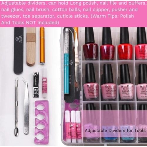 48 Grid Nail Polish Storage Box Makeup Organizer Portable Nail Polish Holder Clear Adjustable Double-layer Toolbox Plastic Box