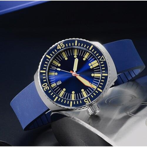 San Martin Mechanical Watch Fashion Men Automatic Stainless Steel Diving Watches Luminous Rubber Wristband 200 Meters Waterproof
