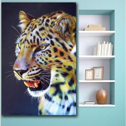 Fashion Oil Painting Animal Leopard Portrait Canvas Painting For Living Room Home Decor Oil Painting On Canvas Wall Painting