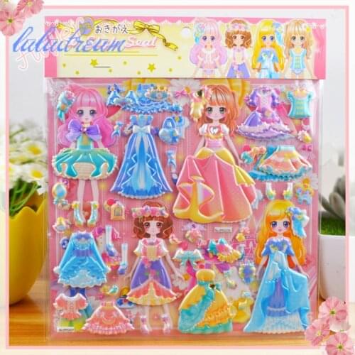 Cartoon Children Foam 3D Stickers PVC Stickers Cute Beauty Princess Dress Up Stickers Pink Stickers Classic Kids Toy Girl Gifts