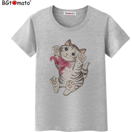 BGtomato New Fashion Good Quality Women T Shirt Women Casual O-Neck T Shirt Tops Camisas with Funny Cat Print and Short Sleeve