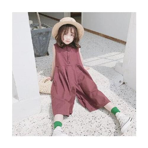 New childrens summer 2021 girls work clothes loose linen pants 3-10 years old childrens work clothes girls trousers
