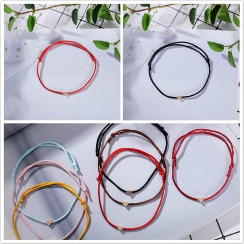 NEW Handmade Stainless Steel Love Heart Shape Charm Bracelets Thin Red Rope Thread String Bracelets For Men Women Couples