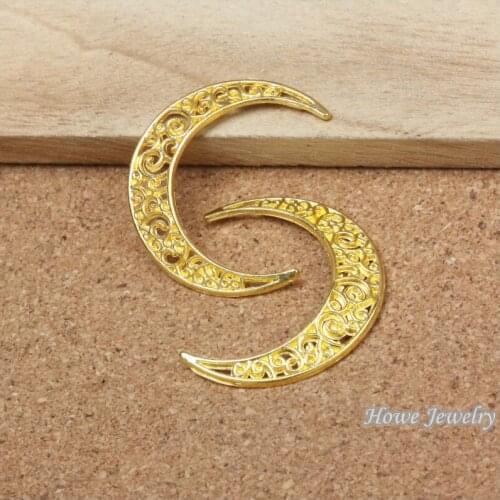 Wholesale 30 pcs Enamel Alloy Gold-color Jewelry Moon Pendants charms for bracelet necklace DIY jewelry making
