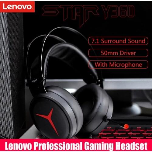 Original Lenovo Y360 Wired Gaming Earphone Hi-Fi stereo Headset Noise Cancelling bass earbuds PC Gamer Headphone With Mic