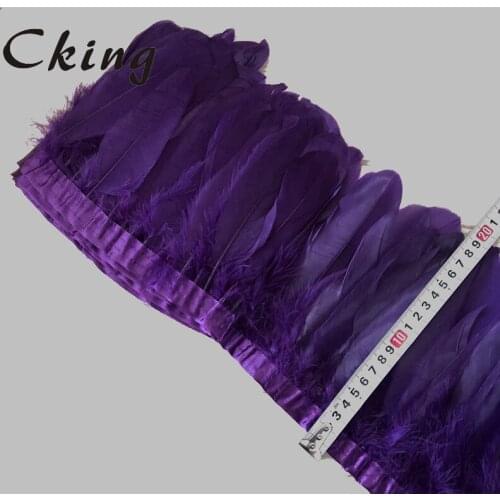 6-8" Purple goose Feather trim duck feather ribbon Fringe Dress/Skirt/Craft Feather Party Decorative Boas Strip 10 Yard per lot