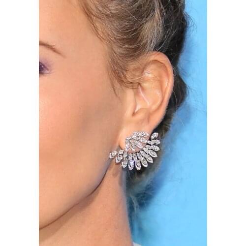 Luxury Trendy Lotus Flower Full Mirco Paved Crystal Zircon Naija Wedding Stud Earring Fashion Jewelry E7798