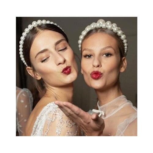 Trendy Luxury Big Pearl Headband for Women Elegant Headband Wild Personality Fashion Bezel Turban Girls Hair Headwear