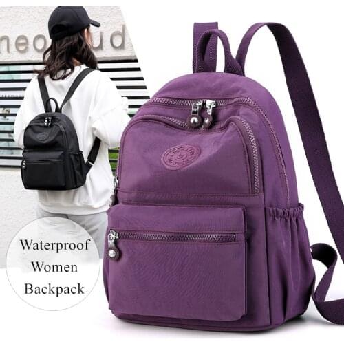 Vento Marea Design Travel Women Backpack School Bag For Teenage Girl 2021 Casual Shoulder Bags Female Nylon Rucksack Black Purse