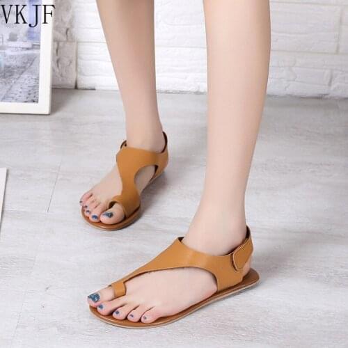 Women Sandals 2021 Fashion PU Leather Summer Shoes Flats Platform Beach Shoes Breathable Retro Stripe Casual Women Shoes