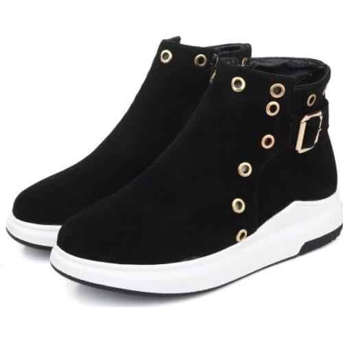 Big Size boots women shoes ankle boots for women ladies boots shoes woman winter Belt buckle rivet
