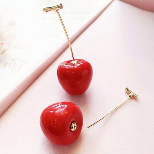 Sale Sweet Round Women Dangle Earrings Red Cherry Fruit Earrings Bohemian Earrings For Women Drops Earrings