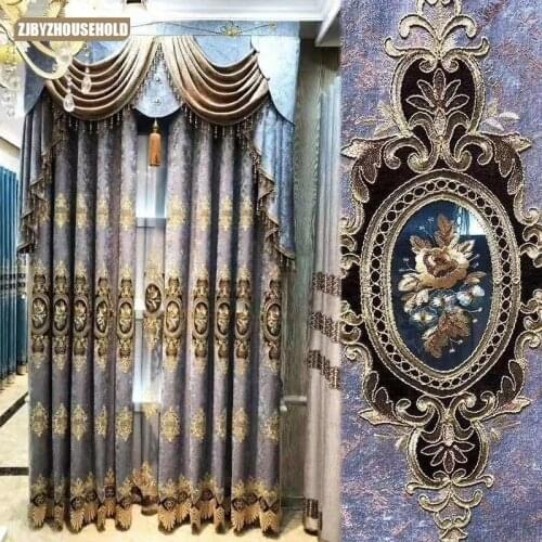 New Chenille European Luxury Style Curtains Jacquard Hollow Embroidered Curtain Cloth Living Room Bedroom Balcony