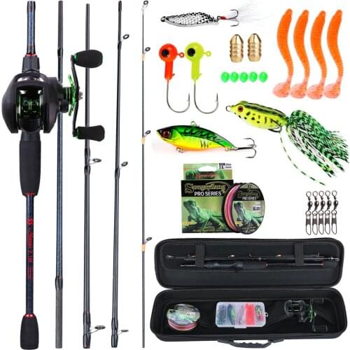 Sougayilang Portable Travel Fishing Combo 1.8-2.4m Casting Fishing Rod and 12+1bb Reel Combo Fishing Line Lures Bag Accessories