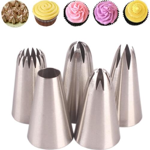 Medium Decorating Nozzle Set of 5 Stainless Steel Baking Tools Cross-Border 5PCs