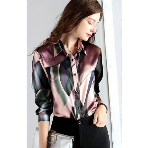 2020 Spring Fashion 92% Silk Blouse Office Womens Shirt Long Sleeve Women Tops Blouses Plus Size blusa feminina B180680